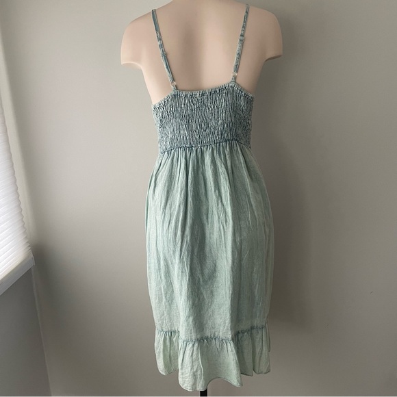 Y2K Vintage Amiani Acid Wash Beaded Boho Chic Ruffle Hem Tank Midi Dress Medium - Picture 2 of 7